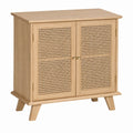 Wood Sideboard with Rattan Doors 80cm W 40cm D 75cm H
