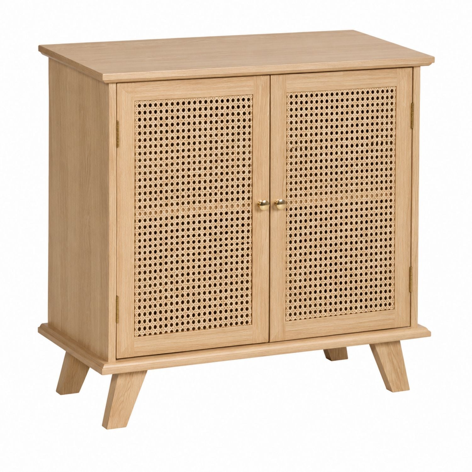 Wood Sideboard with Rattan Doors 80cm W 40cm D 75cm H