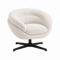 Swivel Armchair Bouclé Fabric Off-White with Metal Frame