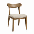 Wood Dining Chair with Beige Upholstered Seat