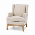 Linen Wingback Armchair with Oak Wood Legs 100x85x90 cm