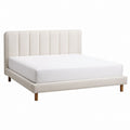 Queen Velvet Upholstered Platform Bed with Wooden Legs