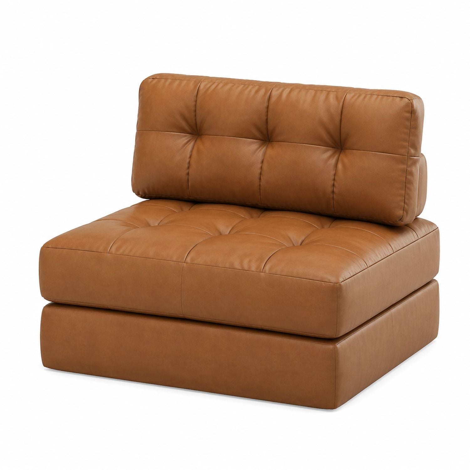 Leather Armless Chair Brown 95x95x85 cm