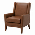 Brown Faux Leather Armchair with Wooden Legs