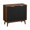 Wood Sideboard with Black Doors and Gold Handles, 80x40x90cm