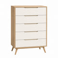 Wood and MDF 5-Drawer Dresser Beige