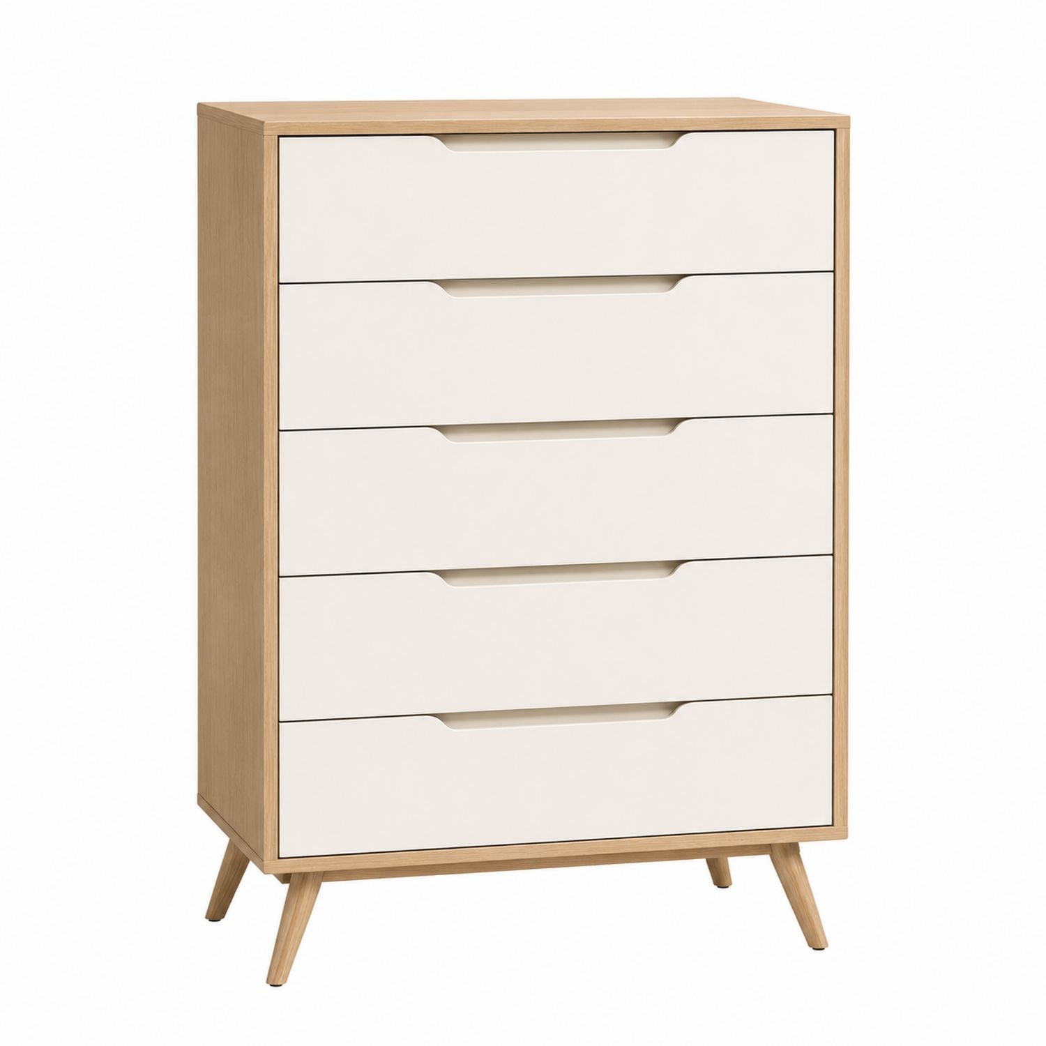 Wood and MDF 5-Drawer Dresser Beige
