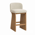 Wood Bar Stool with Polyester Upholstery Beige 45cm x 40cm x 90cm