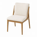 Oak Wood Dining Chair with Cotton Upholstery Beige 46cm x 55cm x 84cm