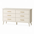 6-Drawer Wood Dresser with Gold Metal Handles