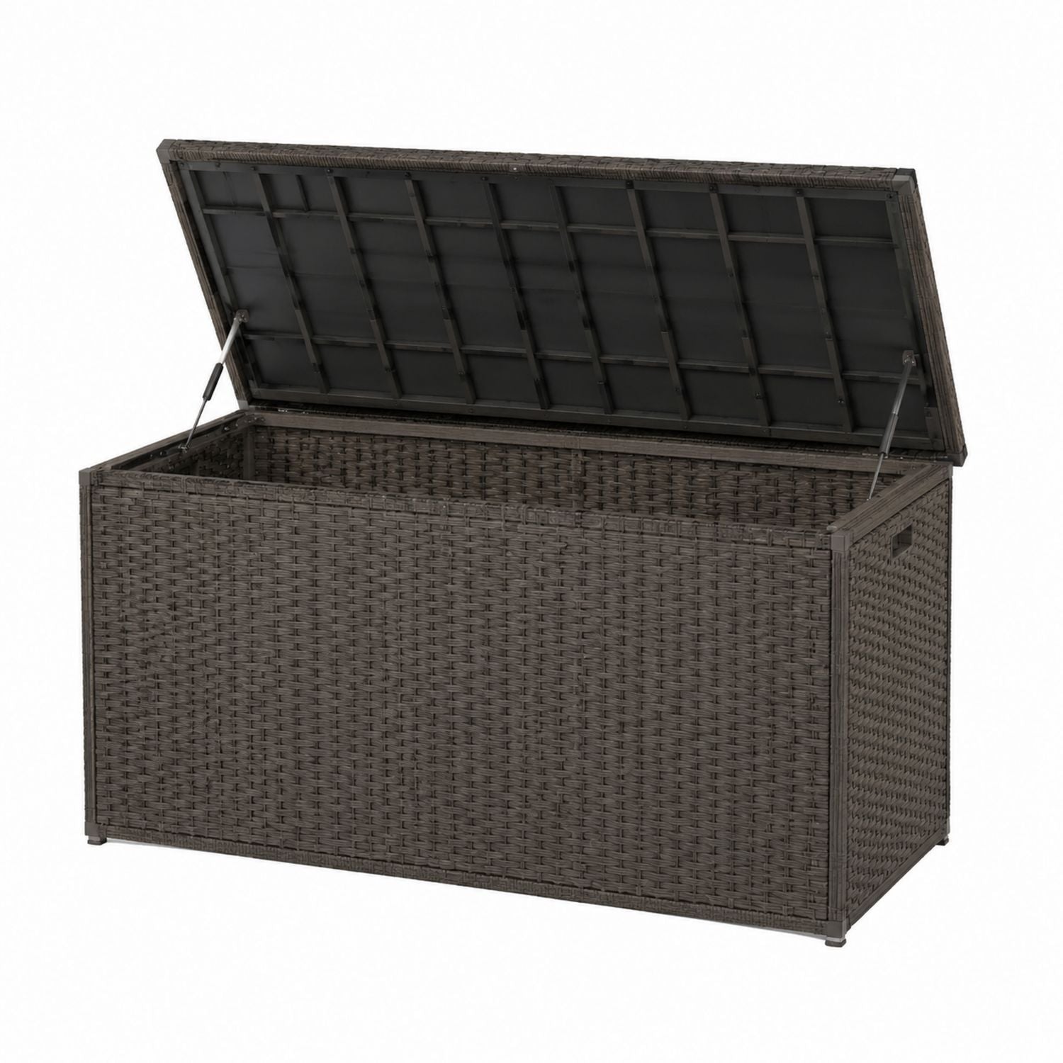 Outdoor Patio Storage Box Wicker 120x60x55 cm Grey