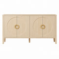 Wooden Sideboard with Circular Handles Oak Finish 180cm x 40cm x 85cm