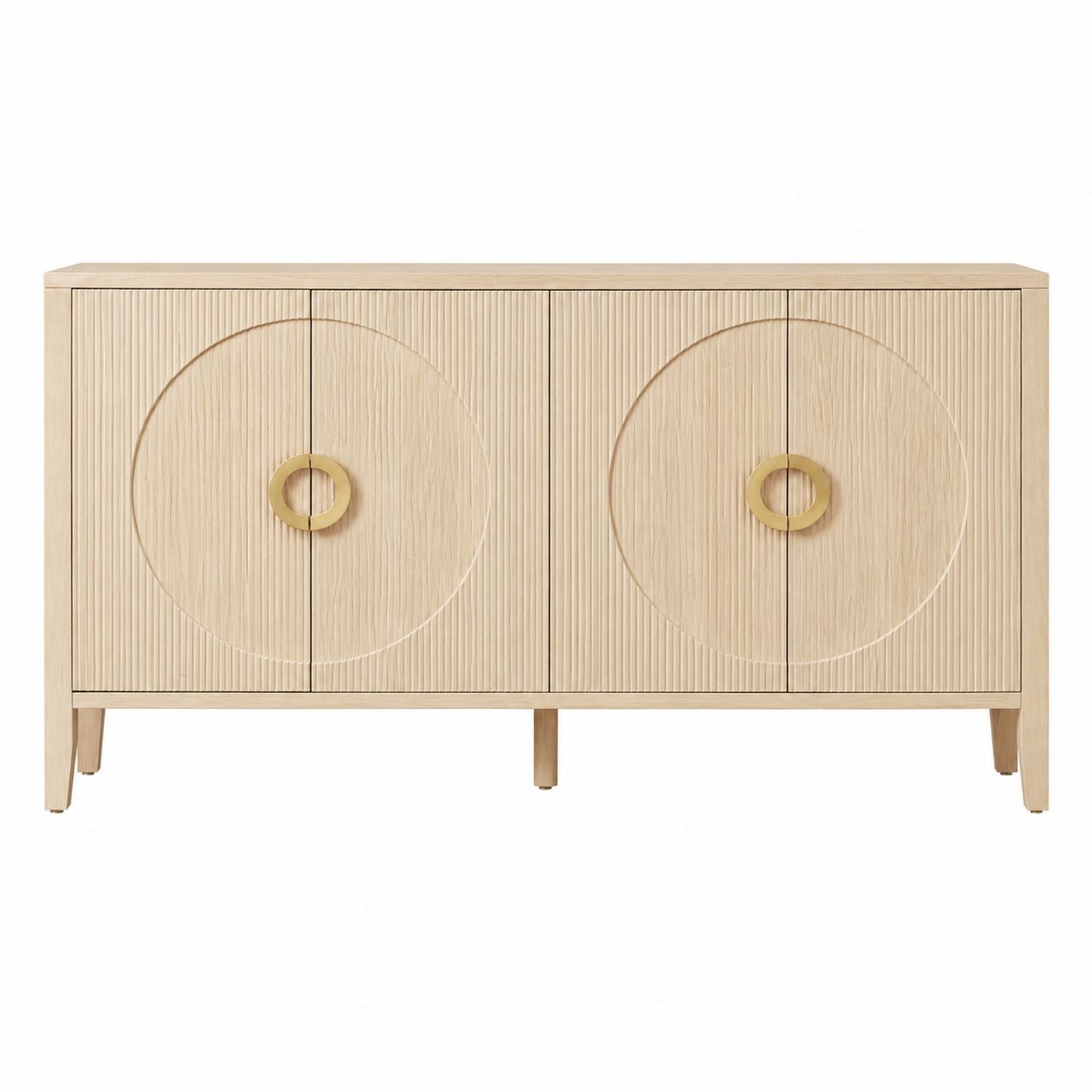Wooden Sideboard with Circular Handles Oak Finish 180cm x 40cm x 85cm