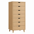 Solid Oak Wood Tall Dresser with 7 Drawers 120cm