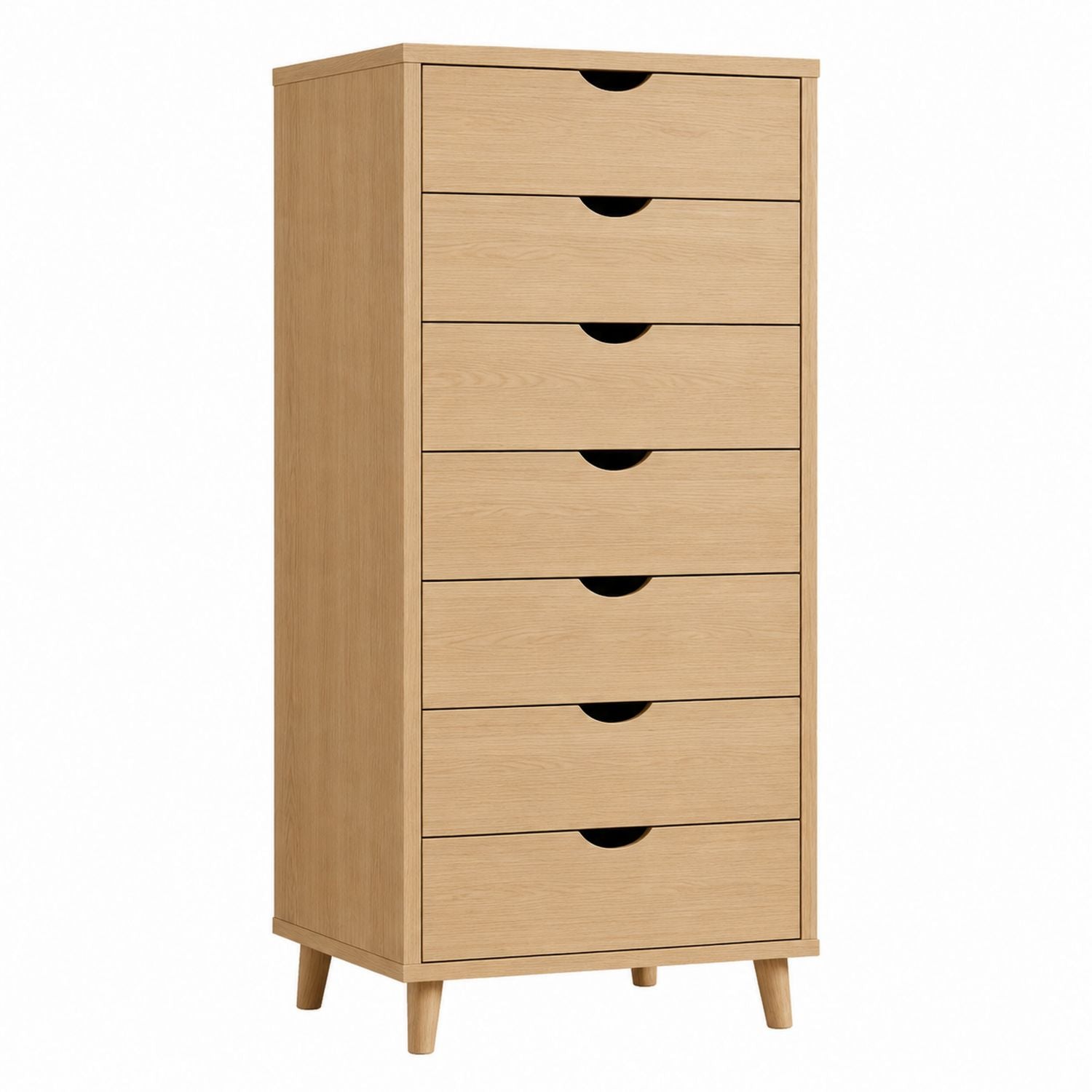 Solid Oak Wood Tall Dresser with 7 Drawers 120cm