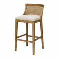 Oak and Rattan Bar Stool with Upholstered Seat 100 cm
