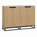Wooden Sideboard Buffet with Metal Frame Natural Oak Finish 120x40x80 cm