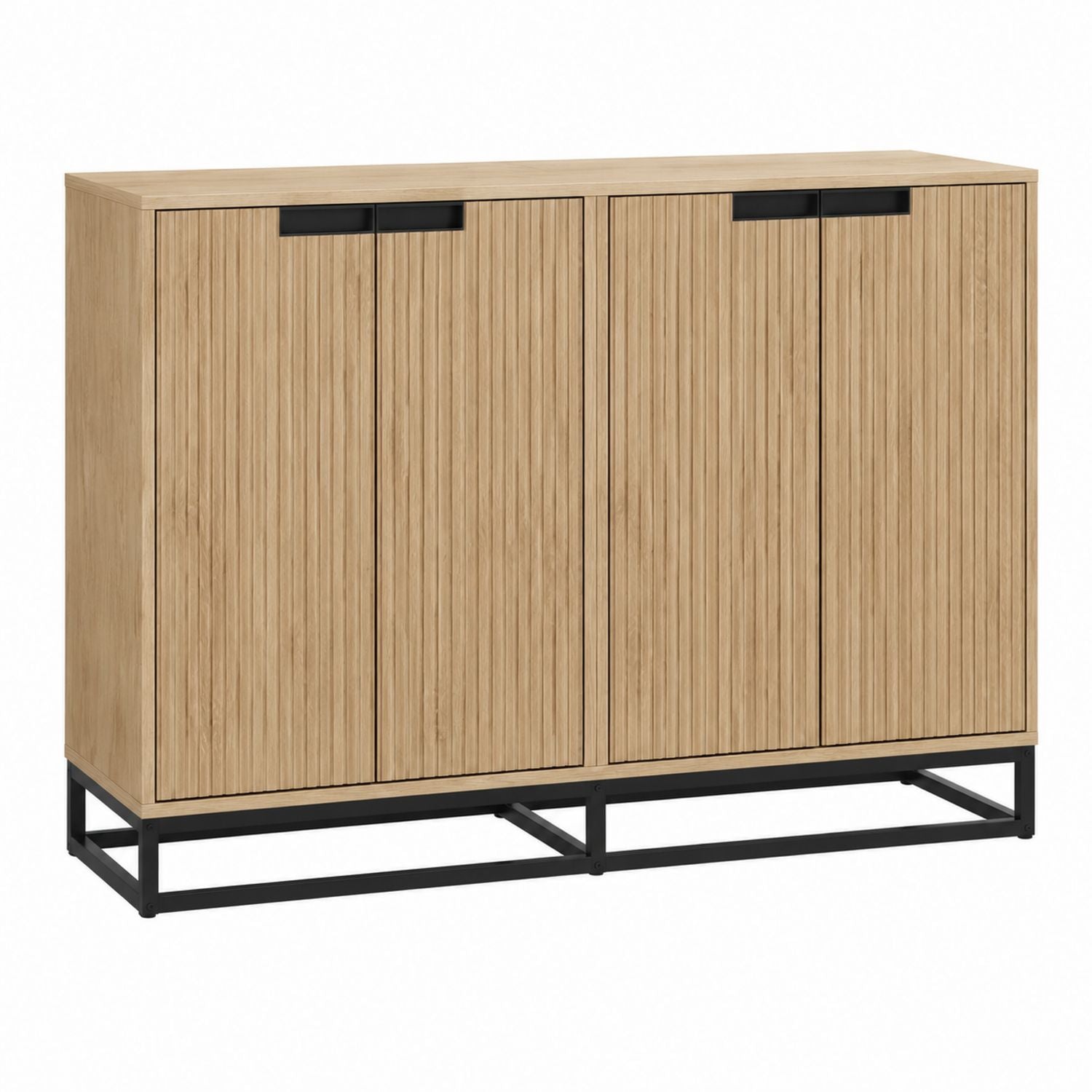 Wooden Sideboard Buffet with Metal Frame Natural Oak Finish 120x40x80 cm
