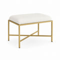 Ivory Upholstered Bench with Metal Frame