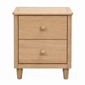 Solid Oak Two-Drawer Nightstand with Round Knobs