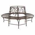 Bronze Metal Circular Tree Bench with Leaf Design