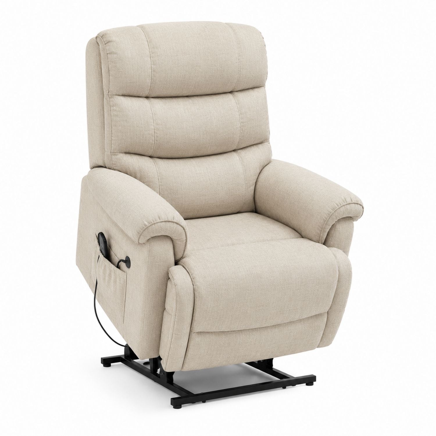 Beige Fabric Recliner Chair with Electric Lift and Remote