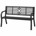 Steel Outdoor Bench with Backrest Black 125cm