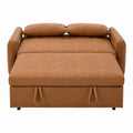 Convertible Sleeper Sofa Faux Leather Camel Brown with Pull-Out Bed