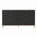 Black Metal and Wood Dresser with Gold Handles and Legs 150cm x 45cm x 80cm