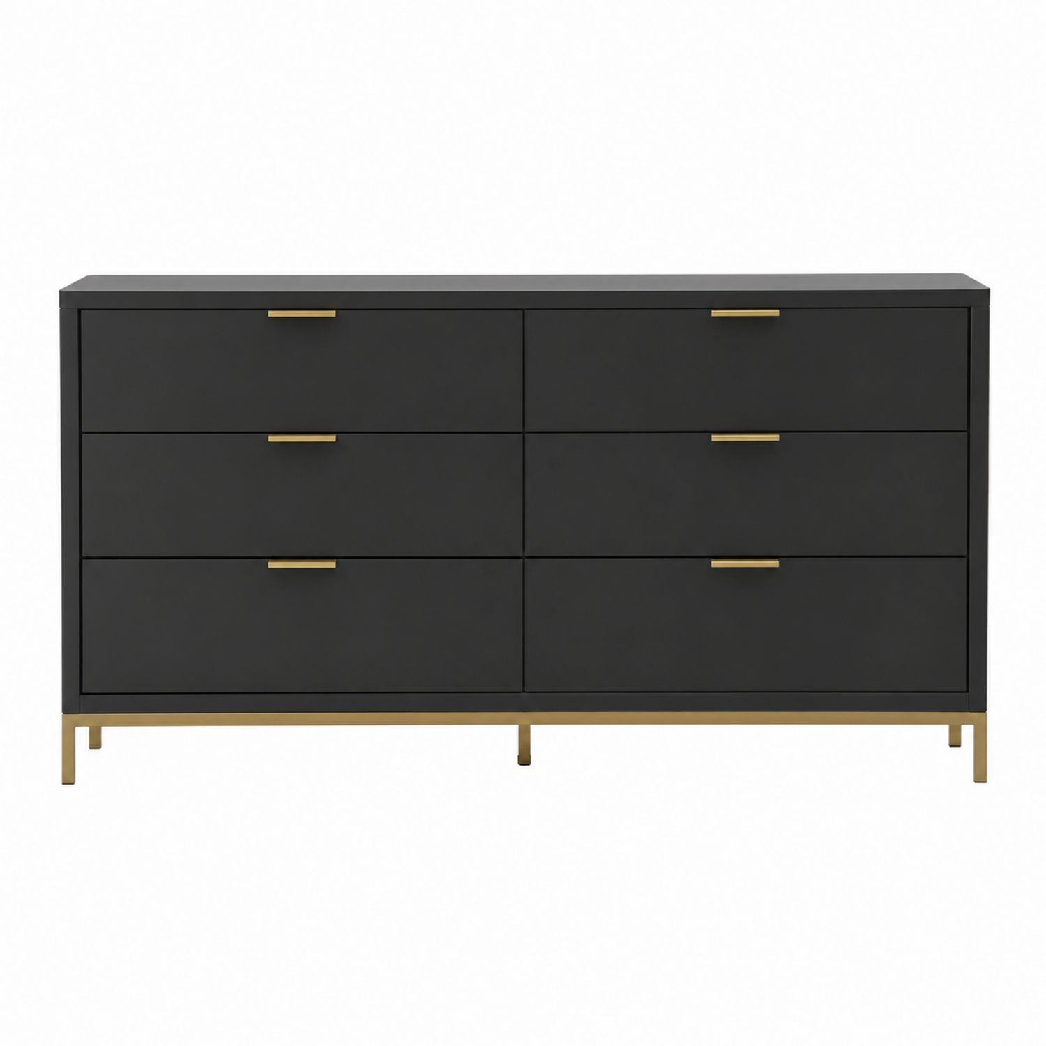 Black Metal and Wood Dresser with Gold Handles and Legs 150cm x 45cm x 80cm