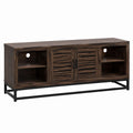 Wood TV Stand with Shelves and Cabinet Brown