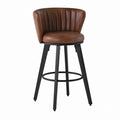 Swivel Bar Stool Faux Leather Brown Backrest 105cm