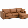 L-shaped Faux Leather Sofa Set Brown 3-Seater with Chaise