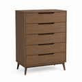 Wood 5-Drawer Chest Brown 90cm x 45cm x 130cm