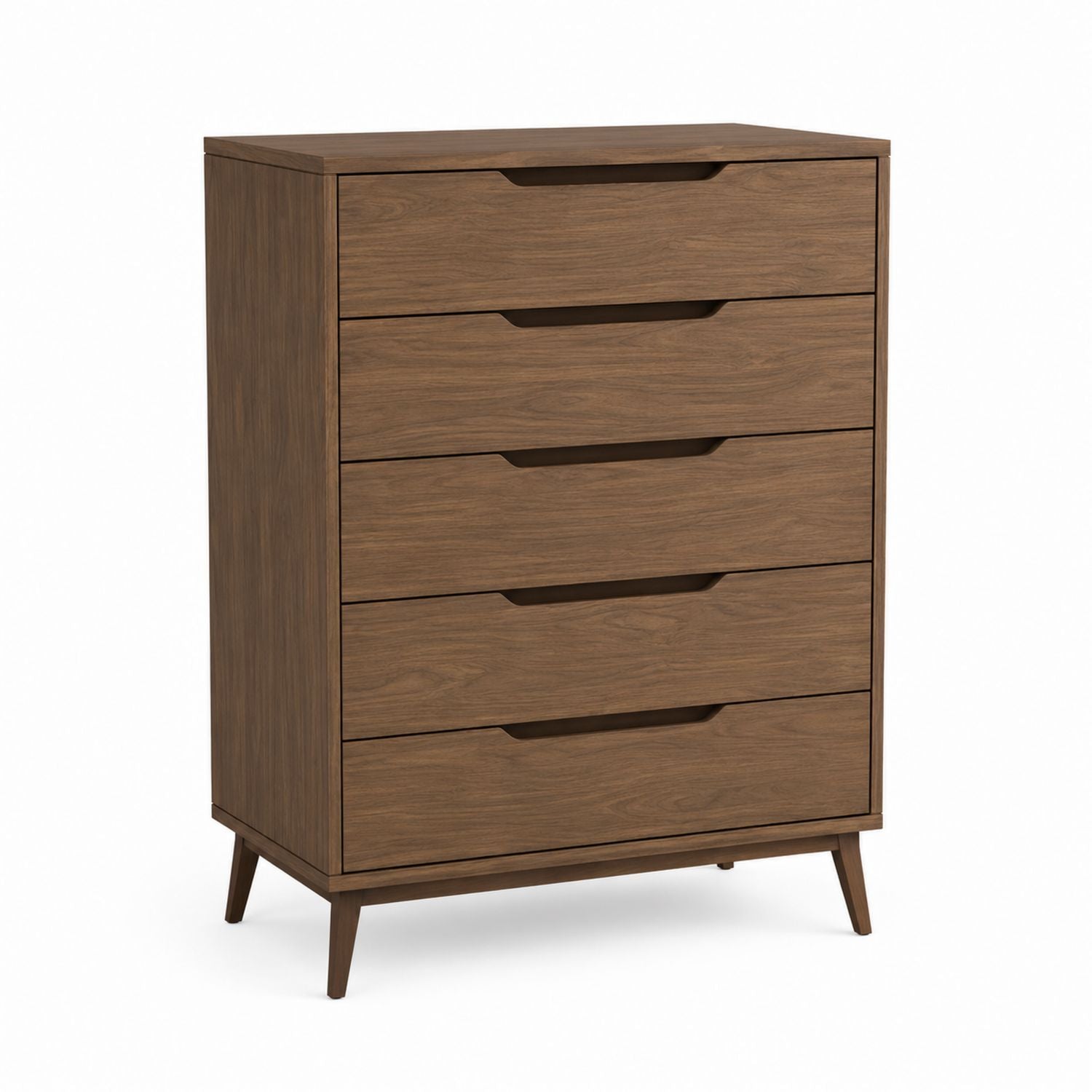 Wood 5-Drawer Chest Brown 90cm x 45cm x 130cm