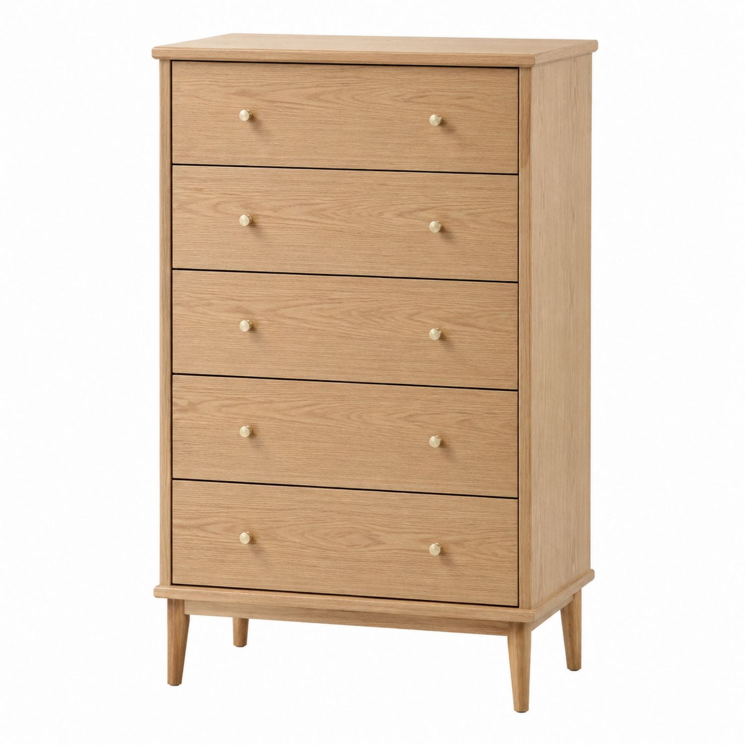 5 Drawer Solid Oak Dresser Natural