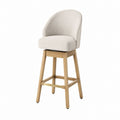 Swivel Bar Stool with Oak Frame and Linen Upholstery
