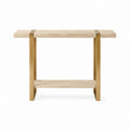 Rectangular Travertine and Brass Console Table