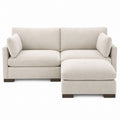Beige Fabric L-Shaped Sectional Sofa with Polyester Upholstery