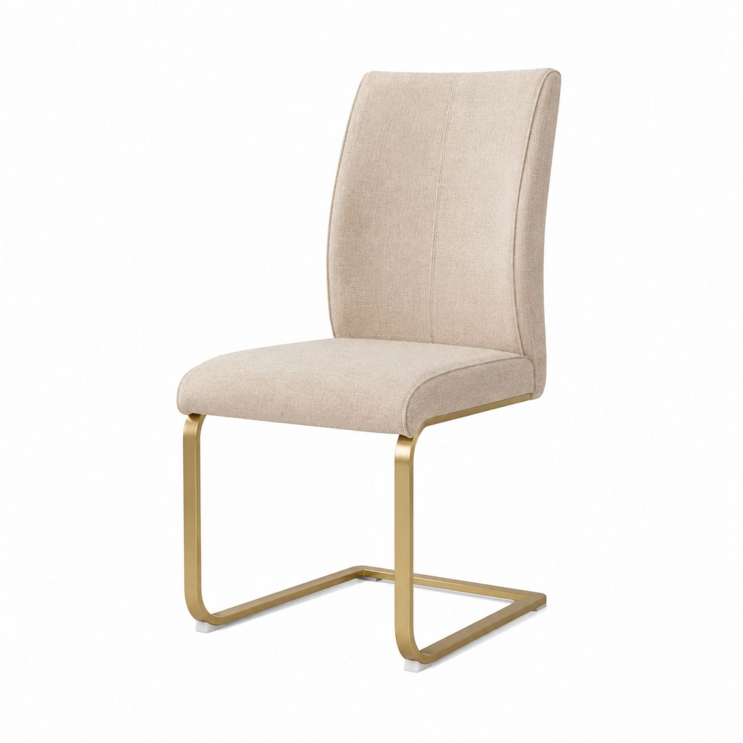 Beige Linen Dining Chair with Metal Frame