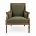 Green Upholstered Armchair with Solid Wood Frame