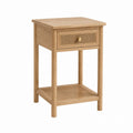 Wood Nightstand with Rattan Drawer and Shelf, 40cm x 35cm x 60cm