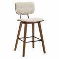 Wood Bar Stool with Polyester Upholstery - Beige