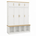 Entryway Coat Rack with Storage Cabinets MDF Wood White 180x200x35cm