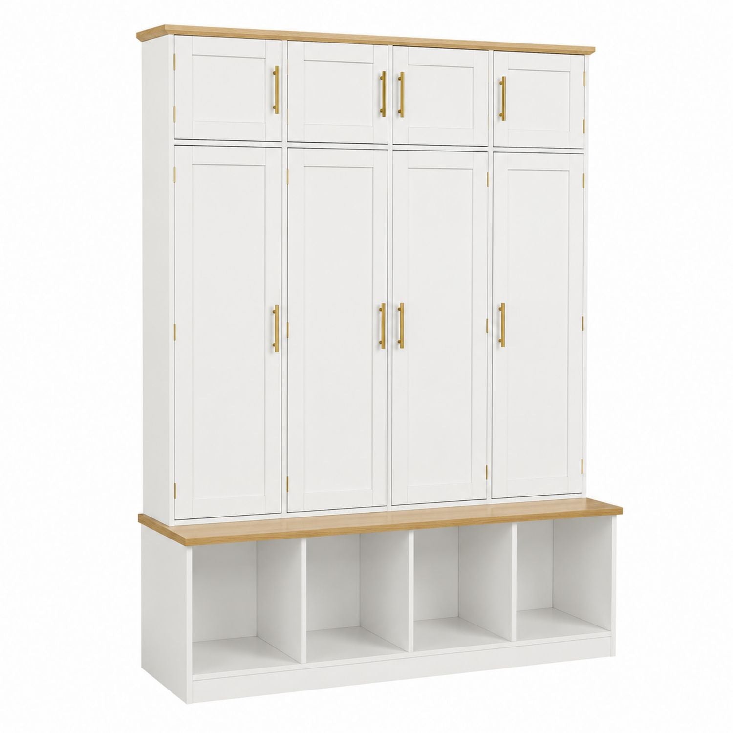 Entryway Coat Rack with Storage Cabinets MDF Wood White 180x200x35cm