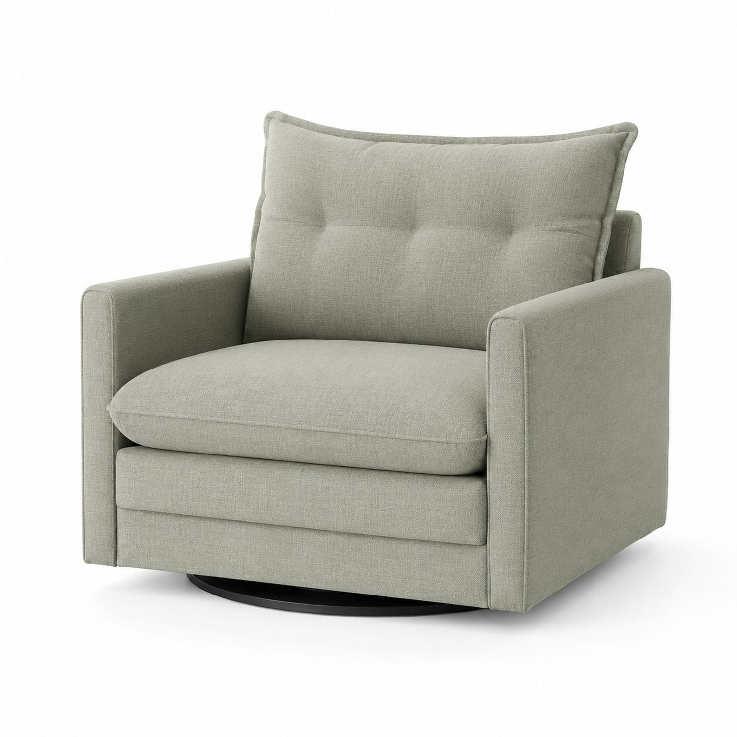 Swivel Armchair Linen Fabric Sage Green 88cm