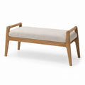 Wood Frame Bench with Linen Upholstery Beige 120 x 40 x 45 cm