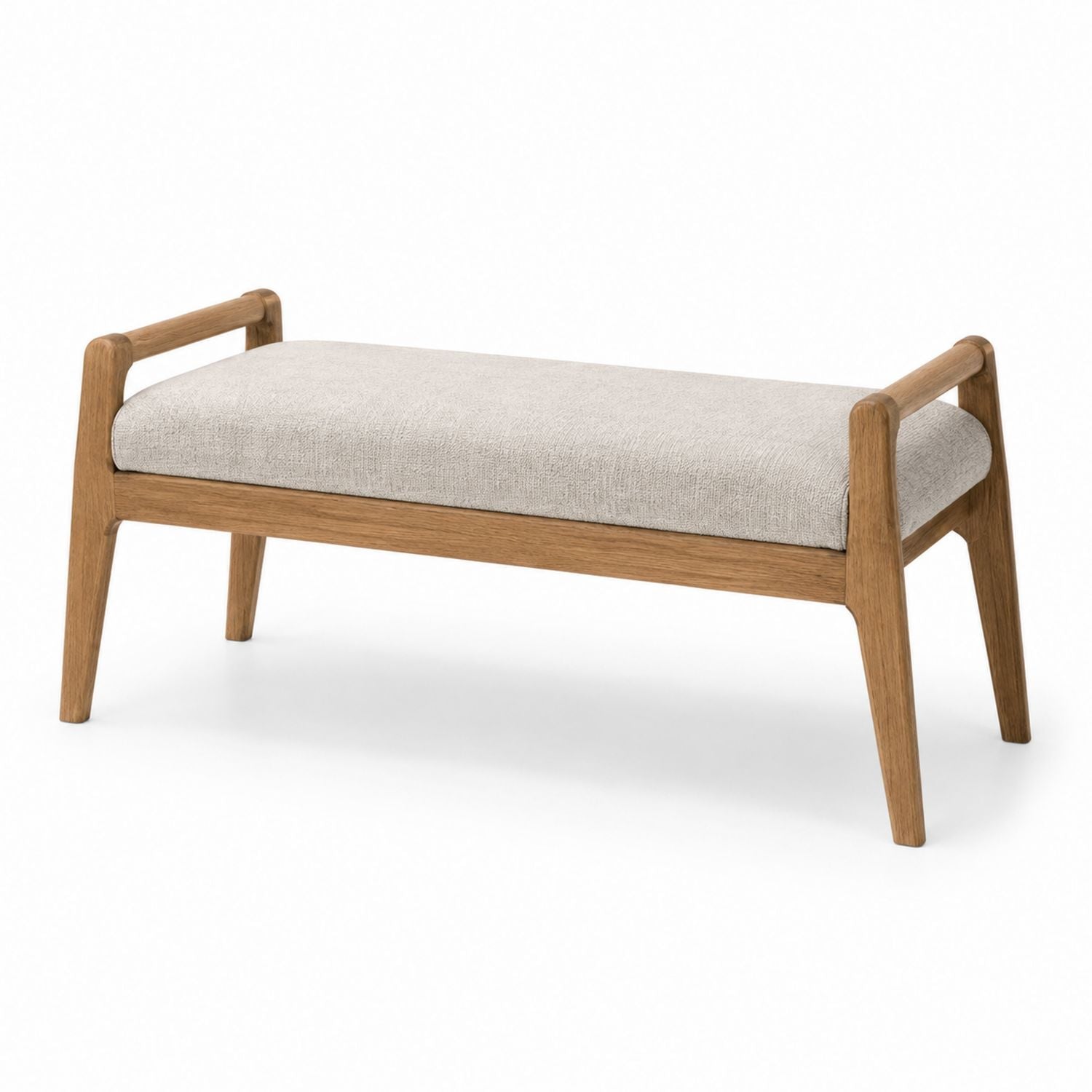 Wood Frame Bench with Linen Upholstery Beige 120 x 40 x 45 cm