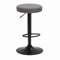 Adjustable Bar Stool with Grey Polyester Seat and Black Steel Base