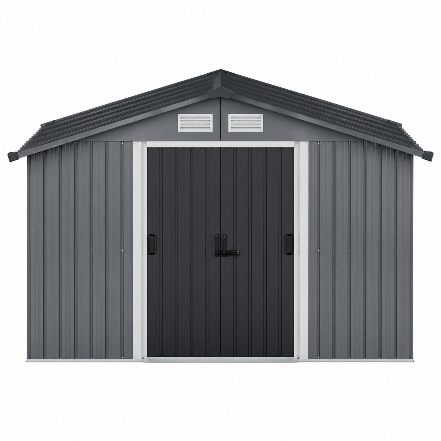 Metal Outdoor Storage Shed Galvanized Steel Dark Grey 300cm x 250cm x 200cm